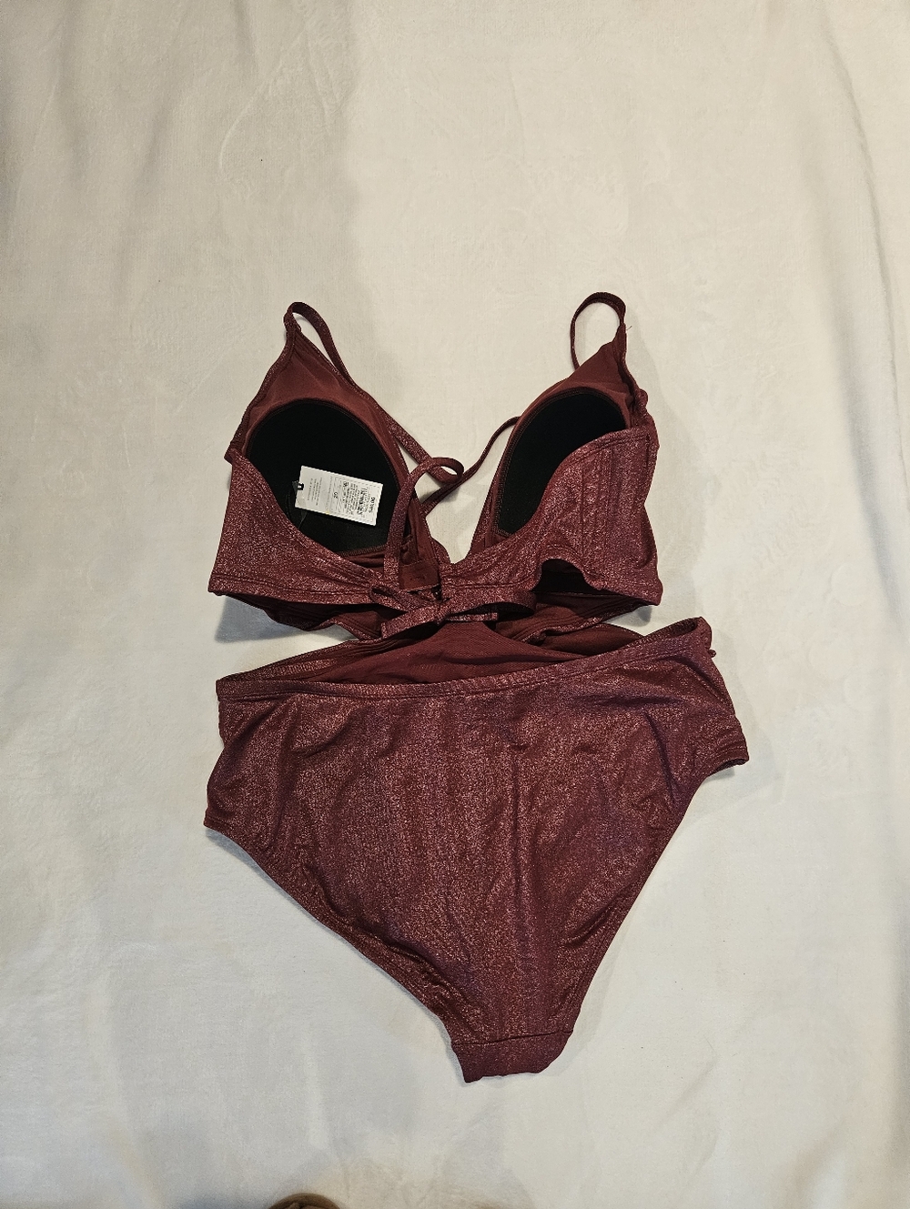 Shade And Shore Shimmery Burgundy Twist-Front One-Piece Size 20 - Picture 3 of 4